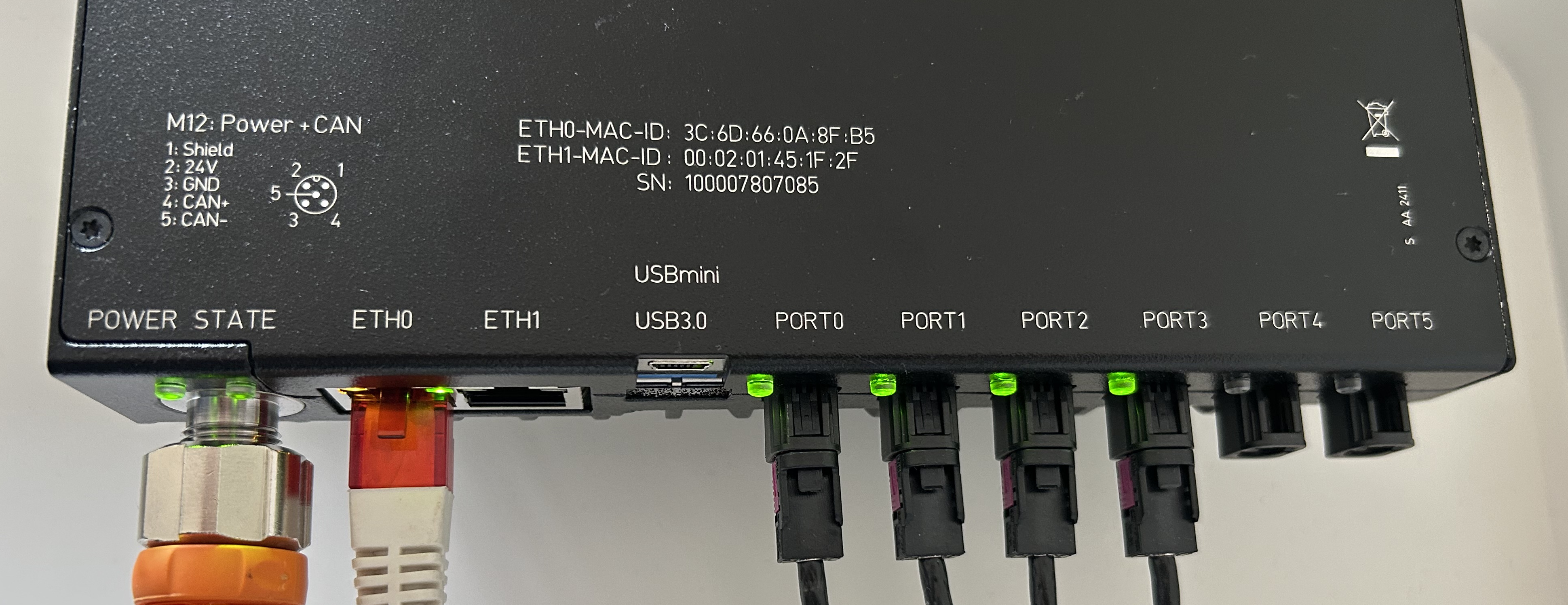 Photograph of the VPU with green LEDs ON