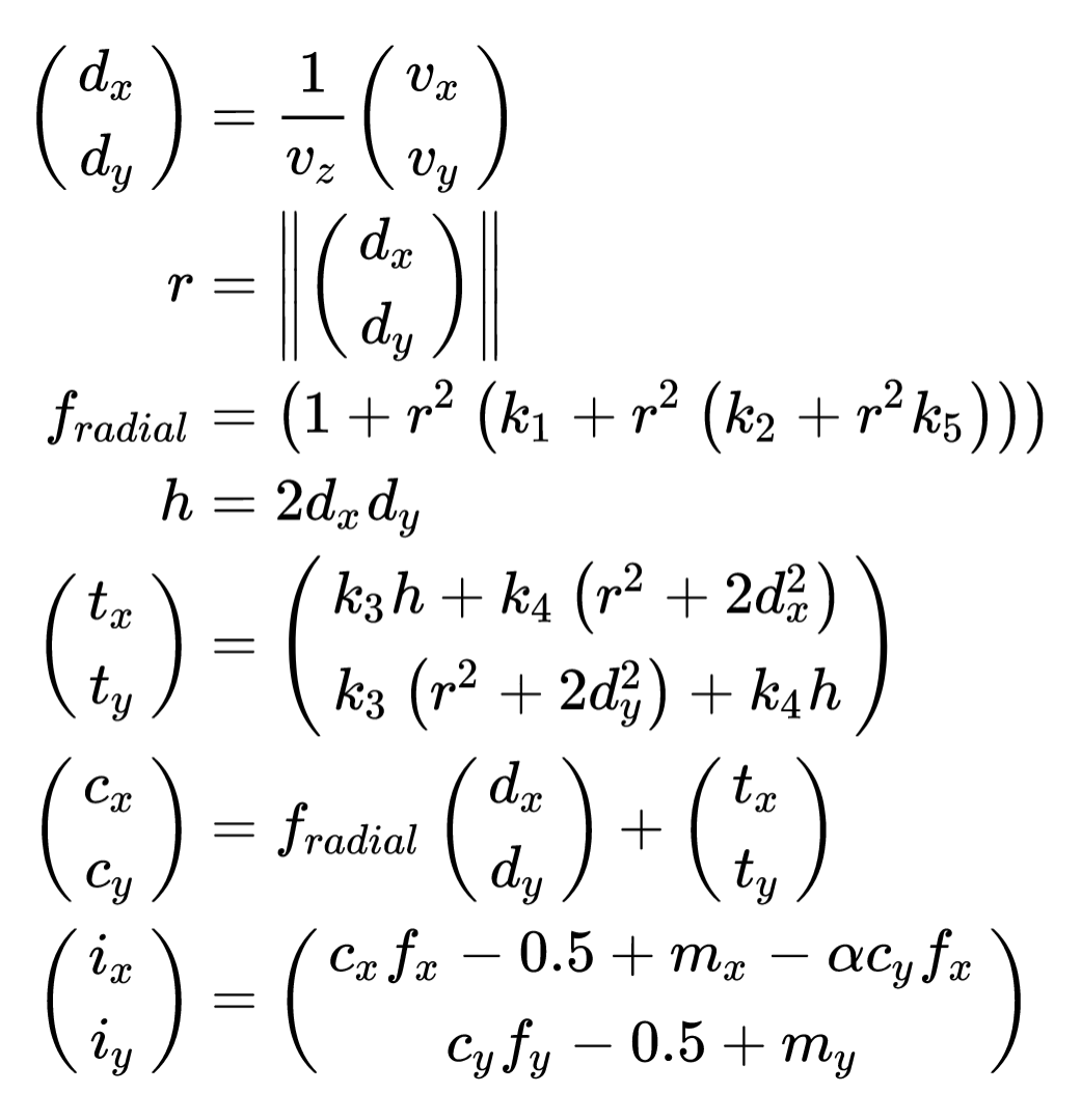 Bouguet model for projection