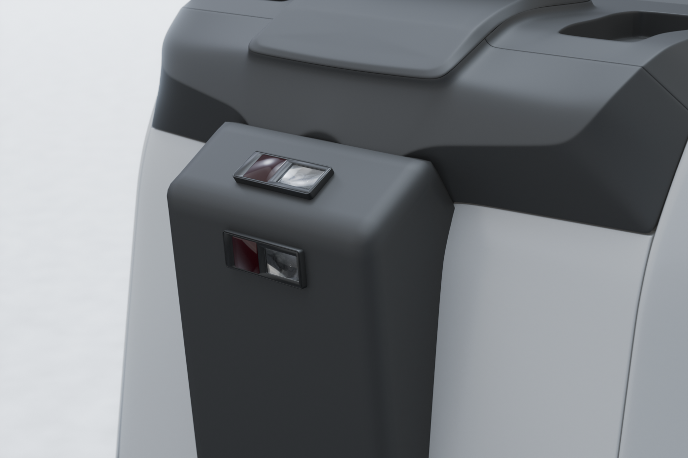 Example of camera mounting on a fork truck, close up view